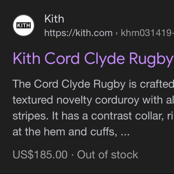 KITH cord clyde rugby - Picture 5 of 5